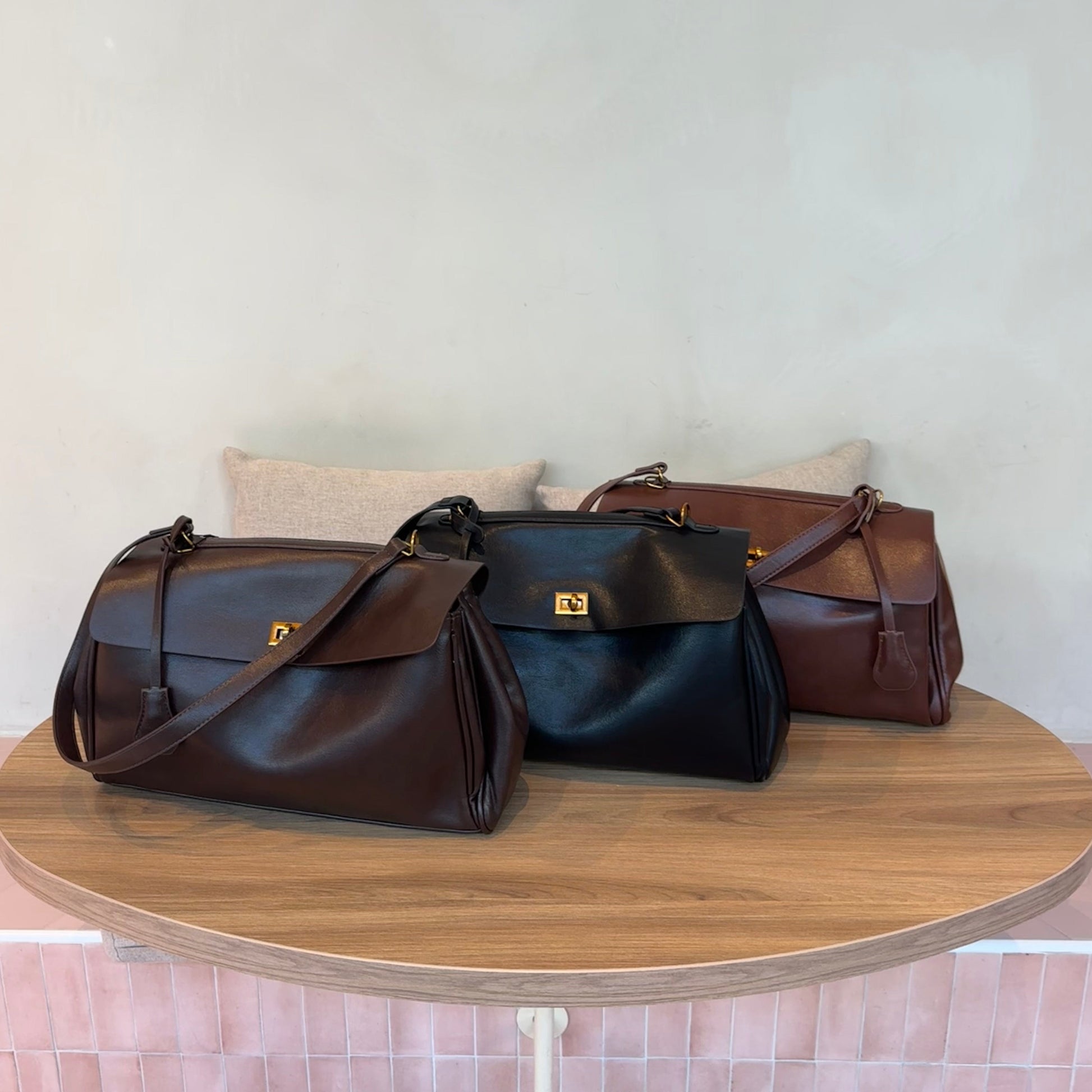 Vintage Leather Bag Brown Medium Vegan Leather 7