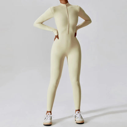 Waffle Long Sleeve Zipper Jumpsuit | Women's Fashion Outfit 0