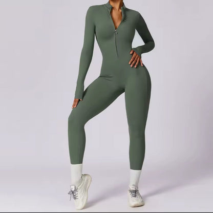 Waffle Long Sleeve Zipper Jumpsuit | Women's Fashion Outfit 11