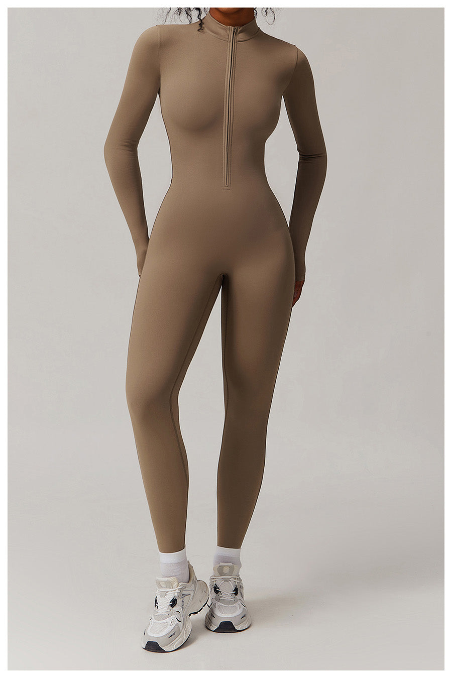Waffle Long Sleeve Zipper Jumpsuit | Women's Fashion Outfit 14