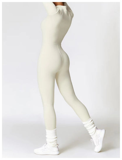 Waffle Long Sleeve Zipper Jumpsuit | Women's Fashion Outfit 2