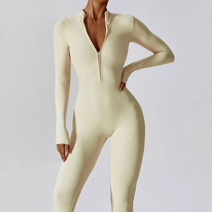 Waffle Long Sleeve Zipper Jumpsuit | Women's Fashion Outfit 5