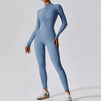 Waffle Long Sleeve Zipper Jumpsuit | Women's Fashion Outfit 9