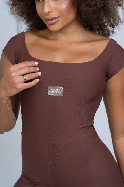 Wave Dark Chocolate Romper | Women’s Activewear Size S-M-L Polyamide 2