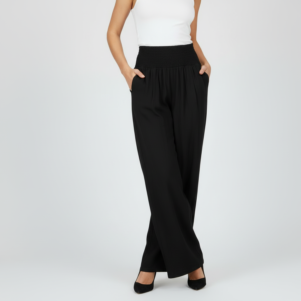 White Linen Wide-Leg Pants | Women's Fashion Trousers