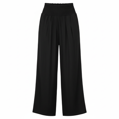White Linen Wide-Leg Pants | Women's Fashion Trousers 1