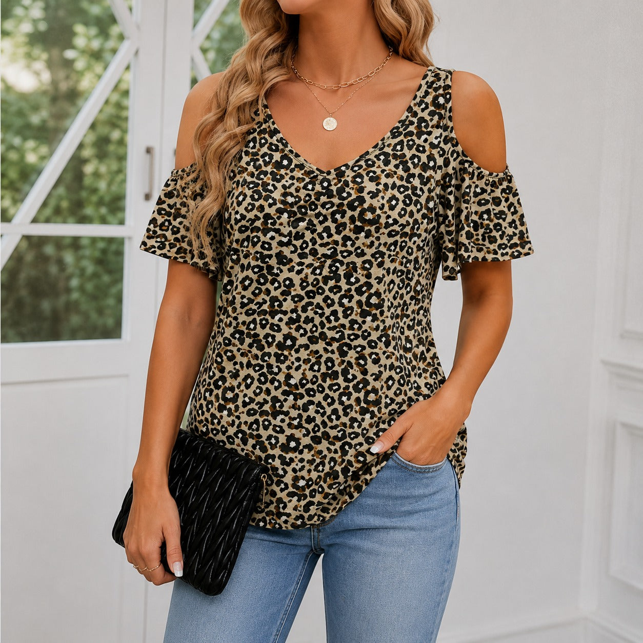 White Ruffle Blouse | Women's Blouse Size M Cotton Blend 0