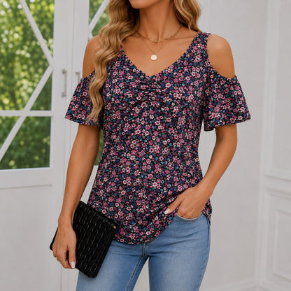 White Ruffle Blouse | Women's Blouse Size M Cotton Blend 8