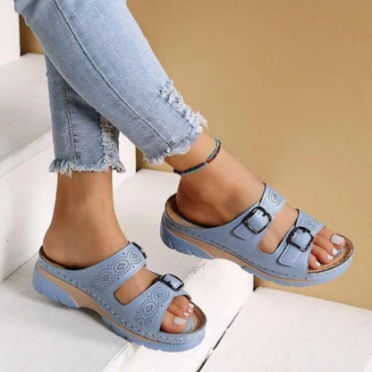 Women's Comfort Sandal | Breathable PU Medium Heel Footwear 2