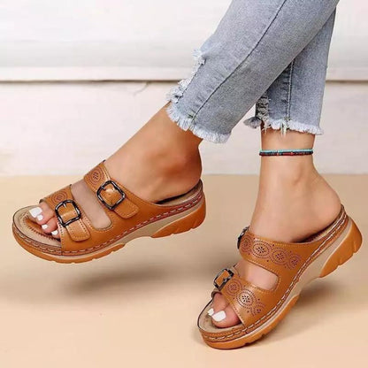 Women's Comfort Sandal | Breathable PU Medium Heel Footwear 3