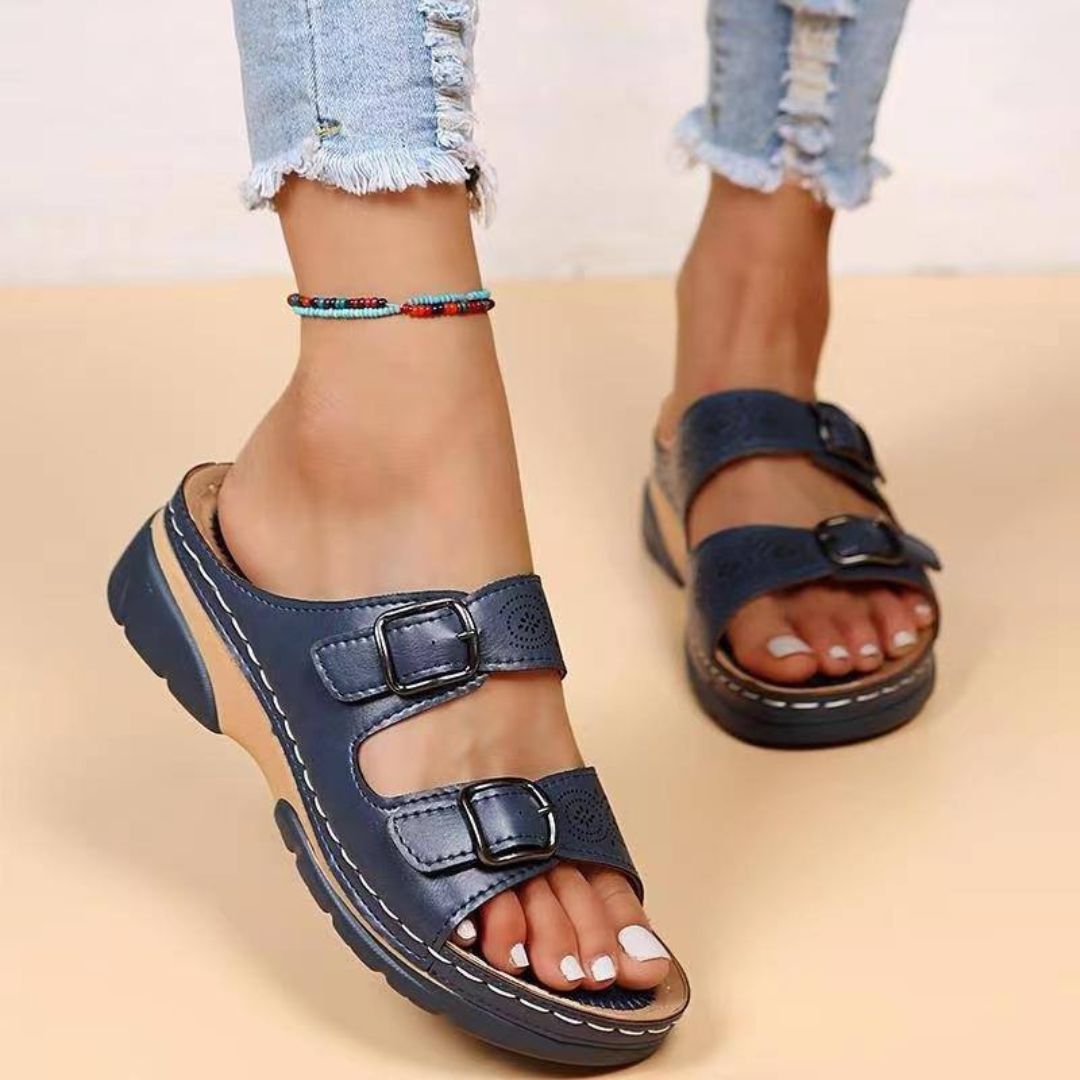 Women's Comfort Sandal | Breathable PU Medium Heel Footwear 4