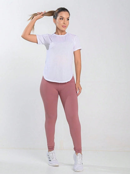 Women's Fitness Blouse Light Gray Size M Polyester Elastane 2