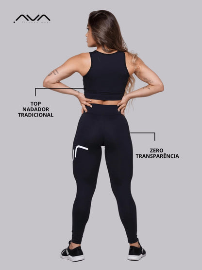 Women's Gym Set Black Size M Polyamide Polyester 2