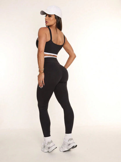 Women's High Waist Gym Legging Brown Size M Polyamide Elastane 0