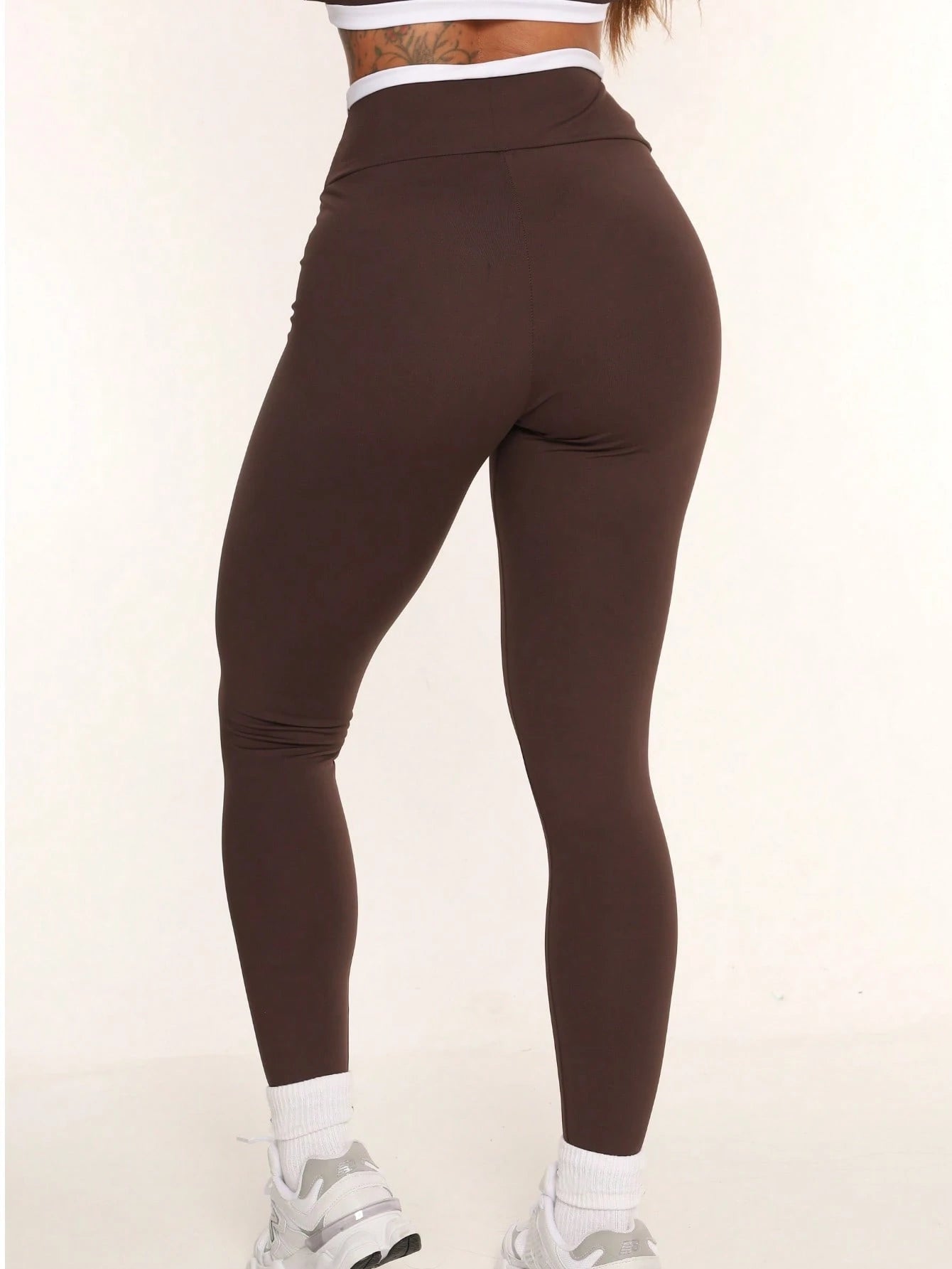 Women's High Waist Gym Legging Brown Size M Polyamide Elastane 3