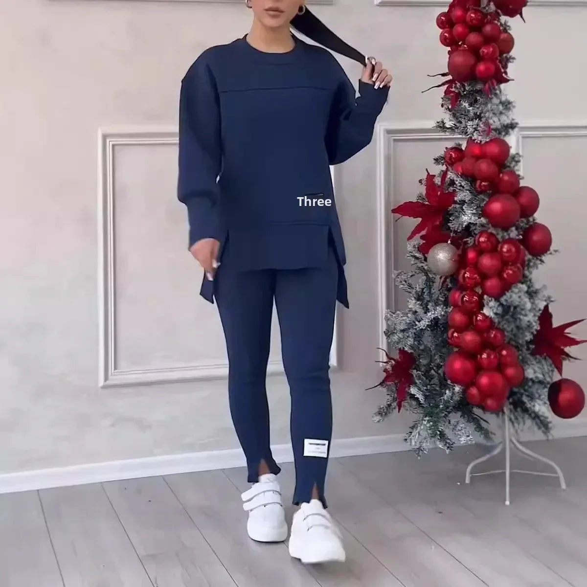 Women's Sweatshirt Set | Casual Wear Black Size M Cotton Blend 4