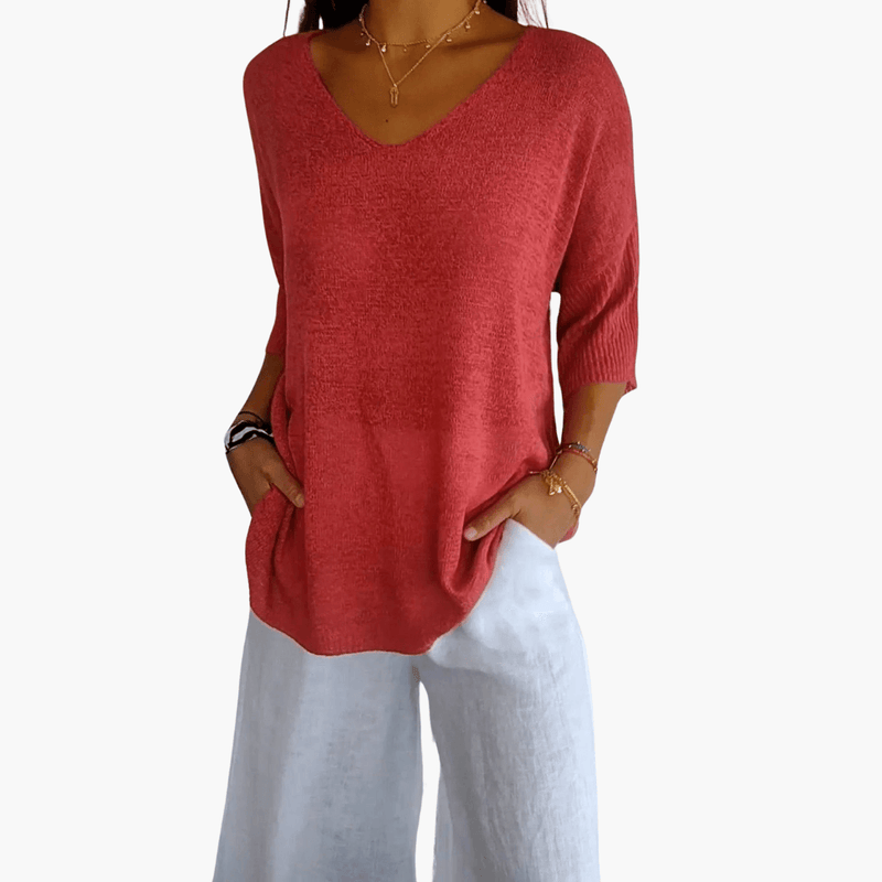 Women's V-Neck Casual Top | Short Sleeve T-Shirt 0