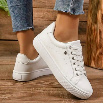 Women's White Sneakers Size 7 Synthetic Material | Casual Footwear 0