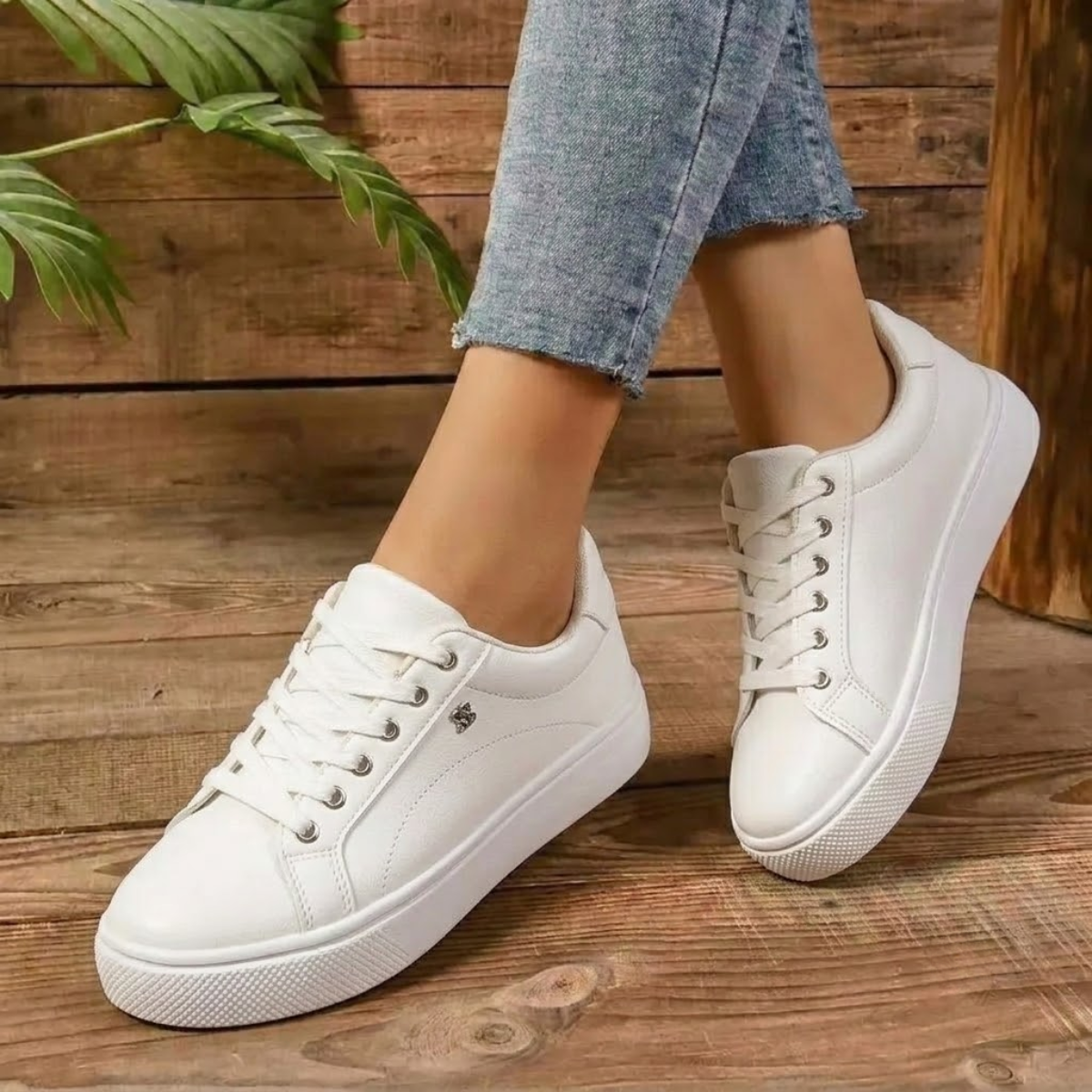 Women's White Sneakers Size 7 Synthetic Material | Casual Footwear 2