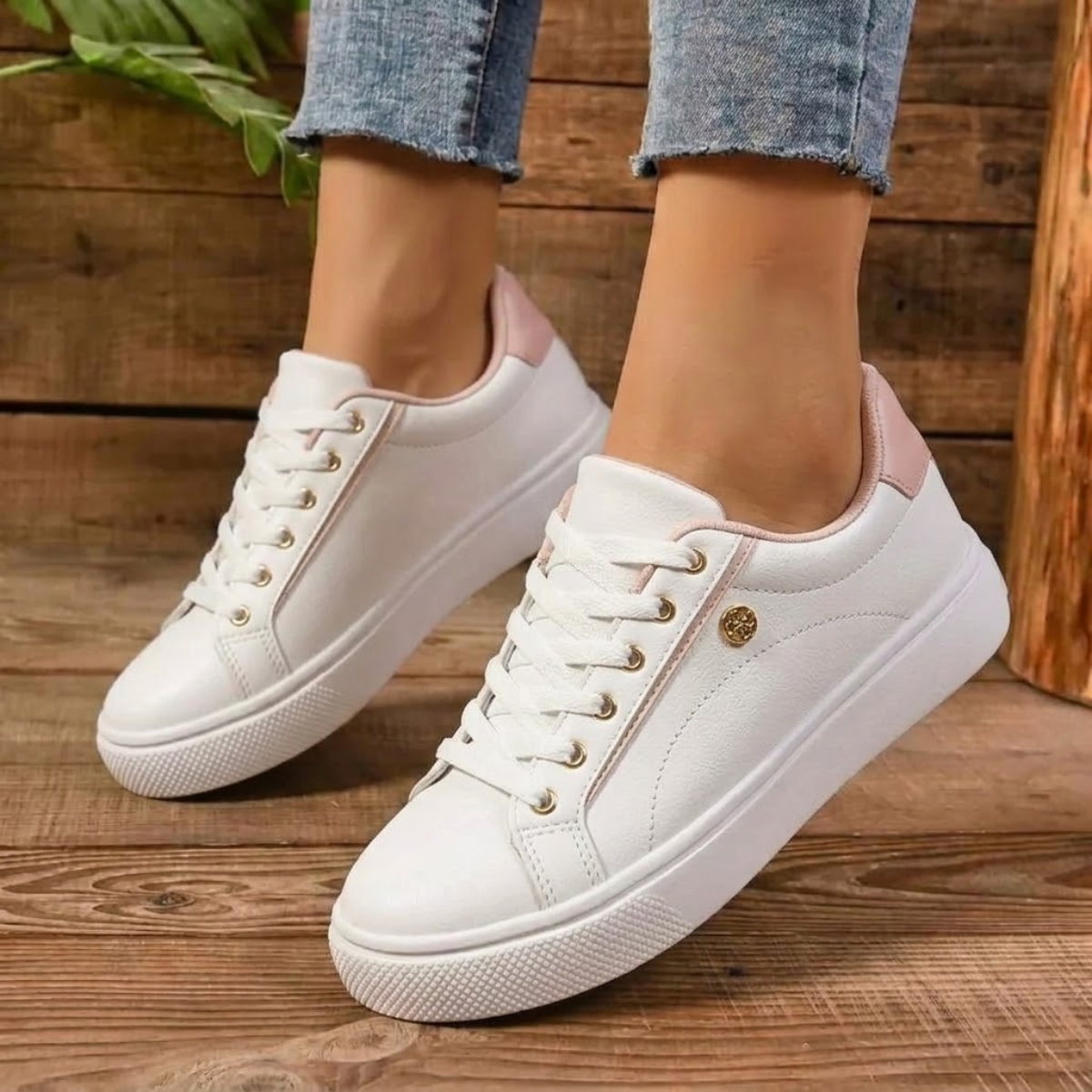 Women's White Sneakers Size 7 Synthetic Material | Casual Footwear 3