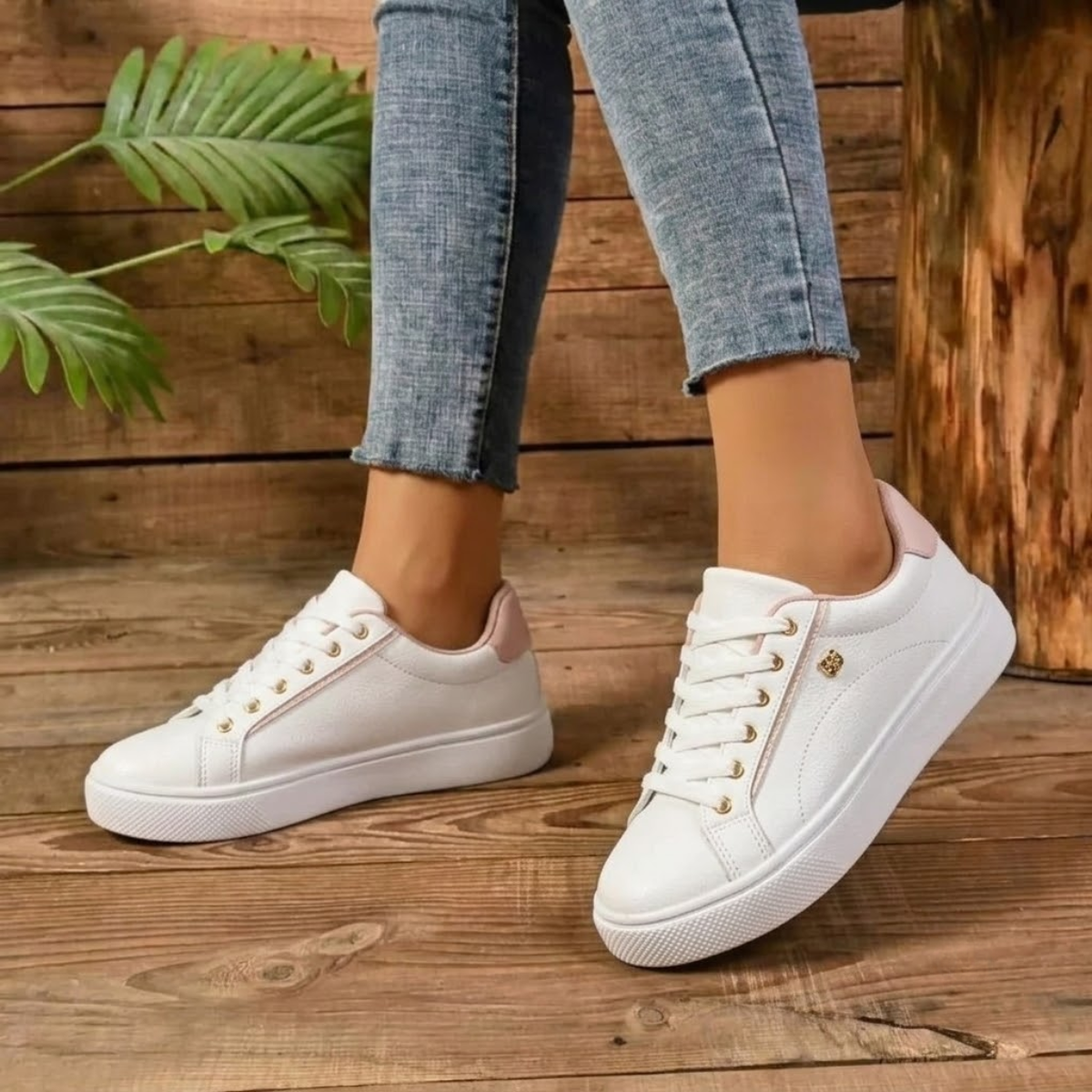 Women's White Sneakers Size 7 Synthetic Material | Casual Footwear 4