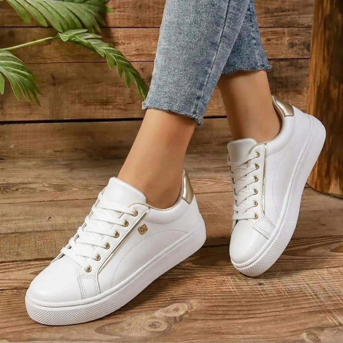 Women's White Sneakers Size 7 Synthetic Material | Casual Footwear 6