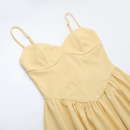Yellow A-Line Midi Dress | Women's Cocktail Dress 7